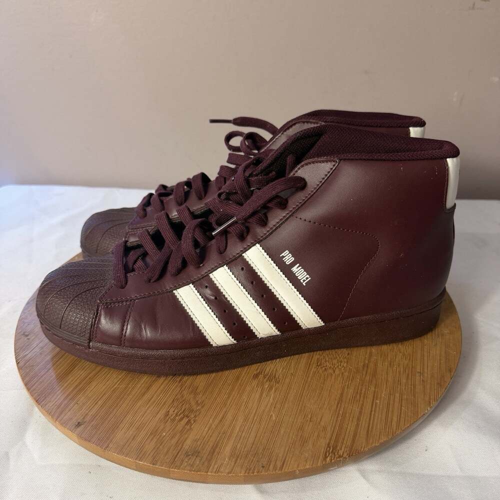 RARE Sz 11 - adidas PRO Model High Burgundy Red Leather Basketball Shoes 2016